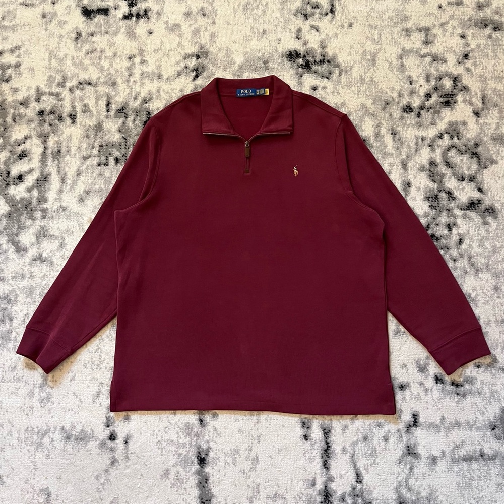 Polo Ralph Lauren XXL Burgundy Quarter Zip Sweater Pony